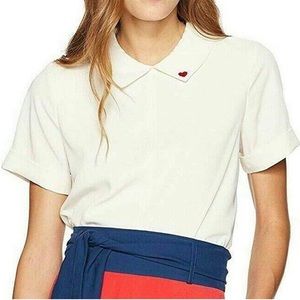 Dear Drew by Drew Barrymore Women's Madison Ave Short Sleeve Blouse LARGE